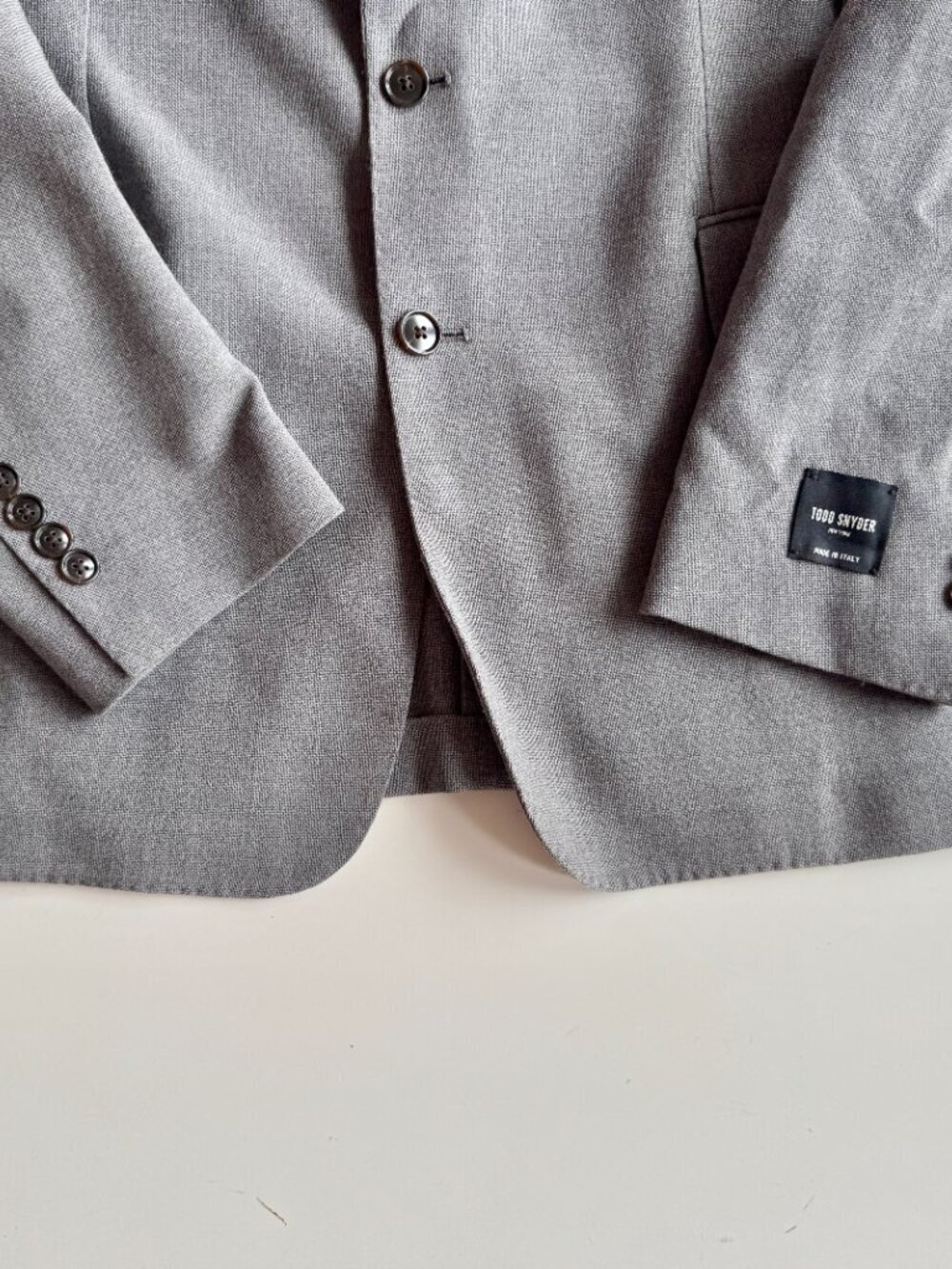 TODD SNYDER Charcoal Grey Italian Wool Hopsack Peak Lapel Sport Coat, Size 44R - Picture 7 of 15